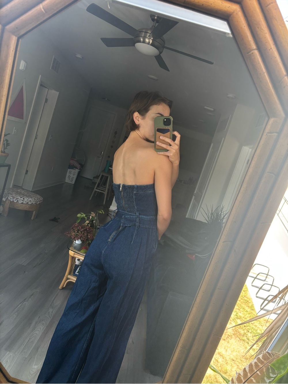 Reformation Strapless Dark Blue Denim Jumpsuit - Picture 3 of 6